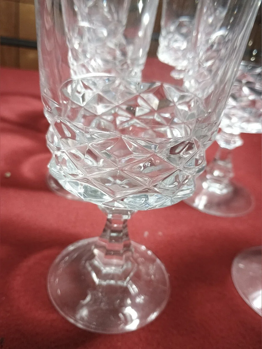 Diamond By J G Durand set of 6-10.5 Oz. Goblets Cristal d'Arques From France